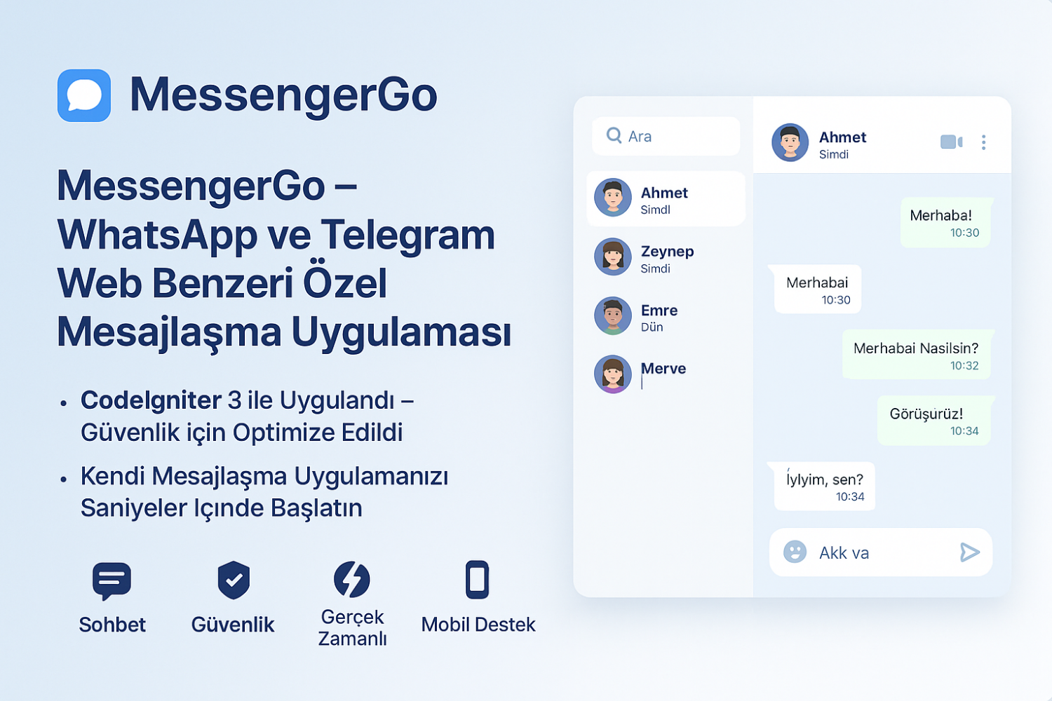 MessengerGo - Mesajlaşma Uygulaması (WhatsApp Clone)